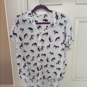 White Shirt with Zebra Print